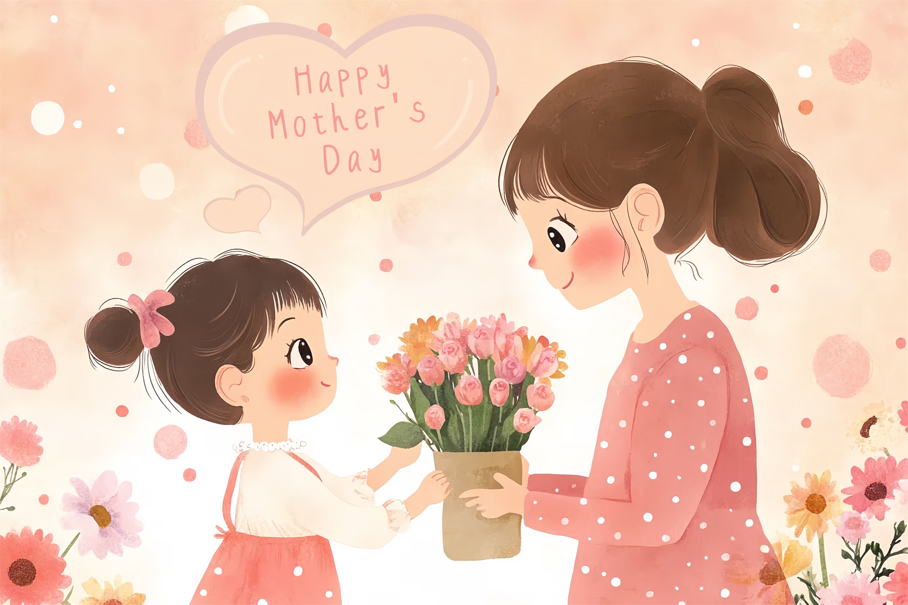 Mother's Day Photo Backdrop Cute Cartoon Love Personalised Backdrop UK CSH3-133