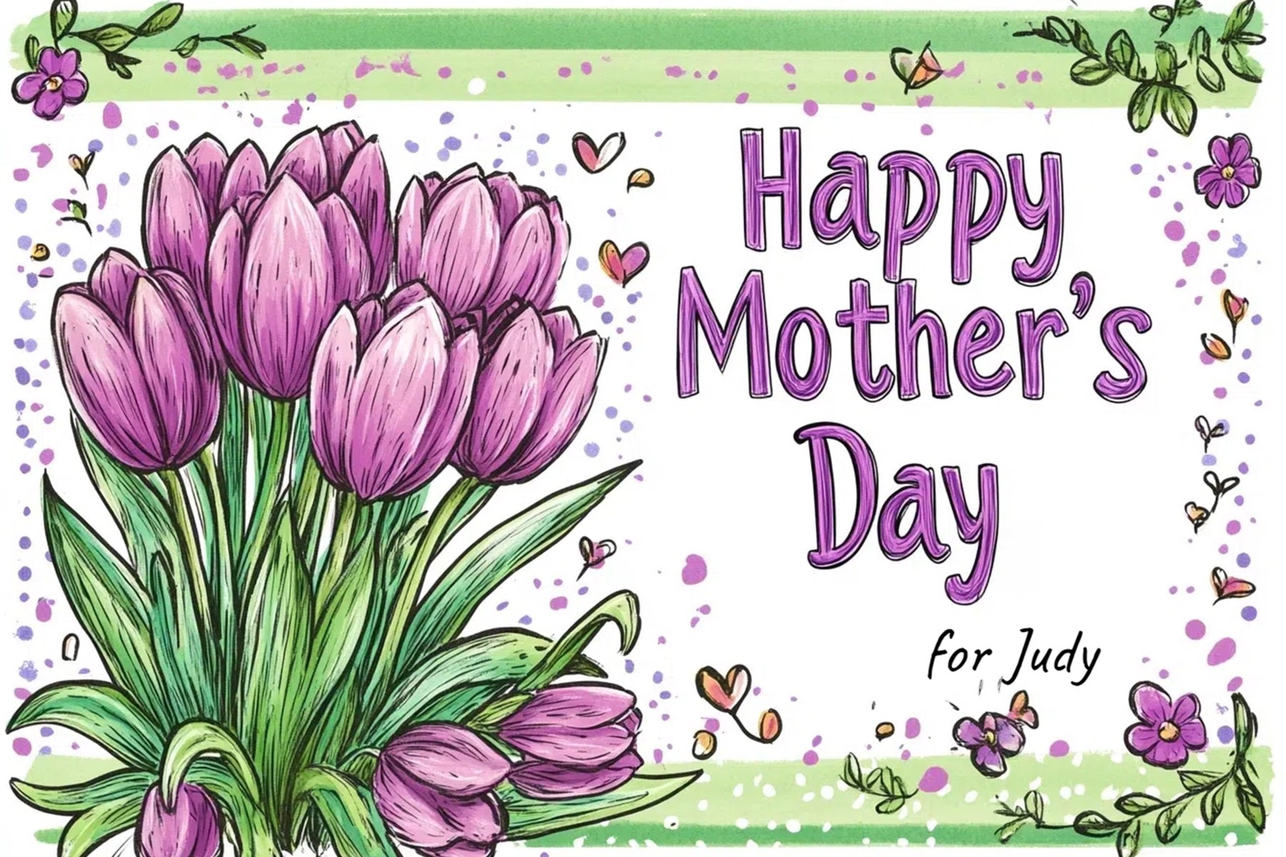 Backdrop For Mother's Day Hand-Painted Purple Tulips Personalised Backdrop UK CSH3-150