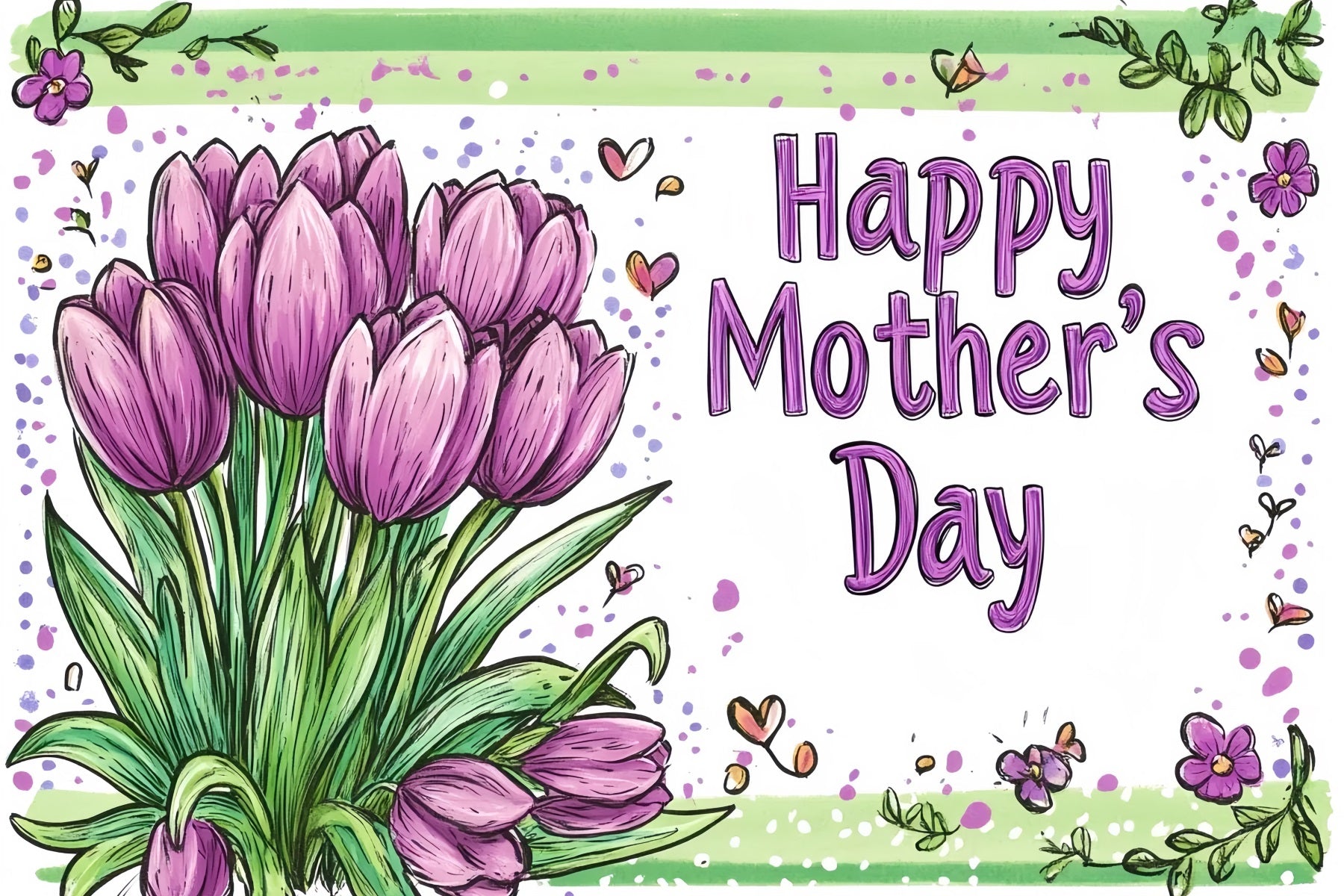 Backdrop For Mother's Day Hand-Painted Purple Tulips Personalised Backdrop UK CSH3-150