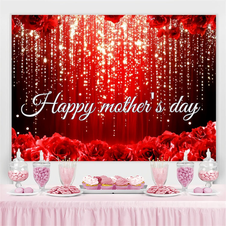 Backdrops For Mothers Day Red Sparkling Rose Customized Backdrop UK CSH3-157