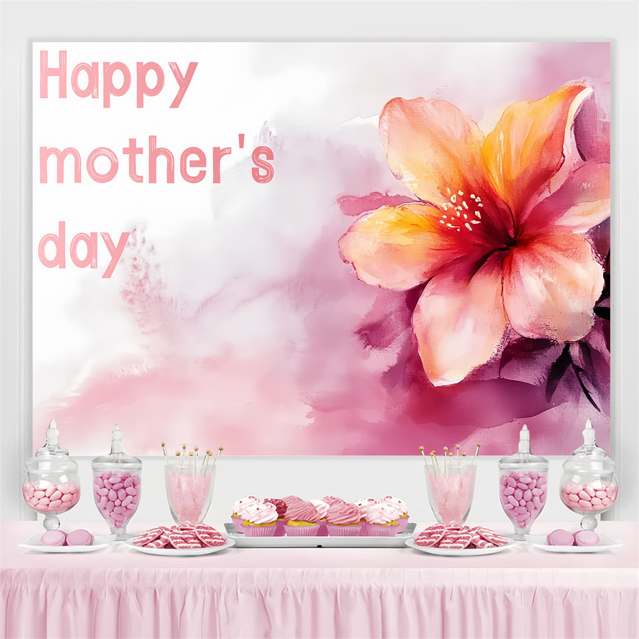 Backdrop Mother's Day Watercolor Floral Personalized Backdrop UK CSH3-159