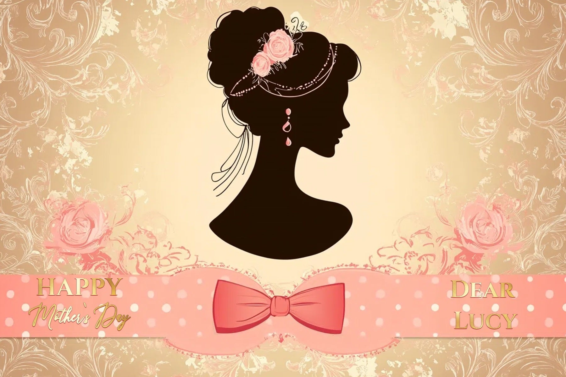 Backdrop For Mother's Day Vintage Glamour Silhouette Personalized Backdrop UK CSH3-179