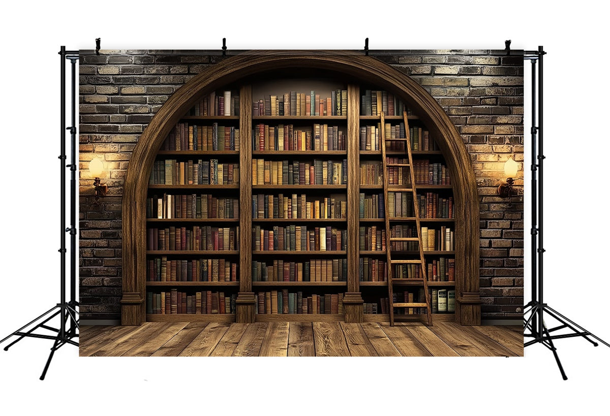 Back To School Backdrop Ideas Vintage Library Bookshelf Backdrop UK CSH3-18