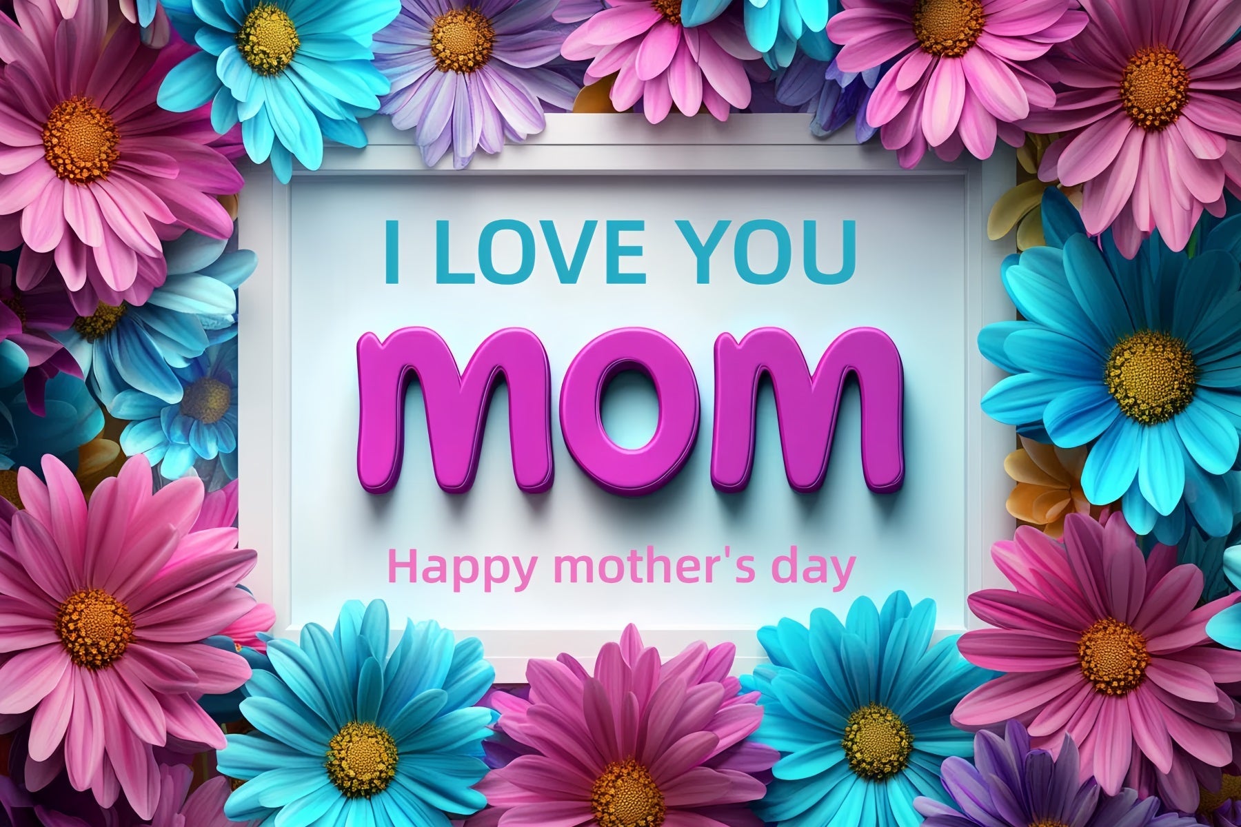 Happy Mother's Day Backdrop Bright Daisy Frame Custom Backdrop UK CSH3-180