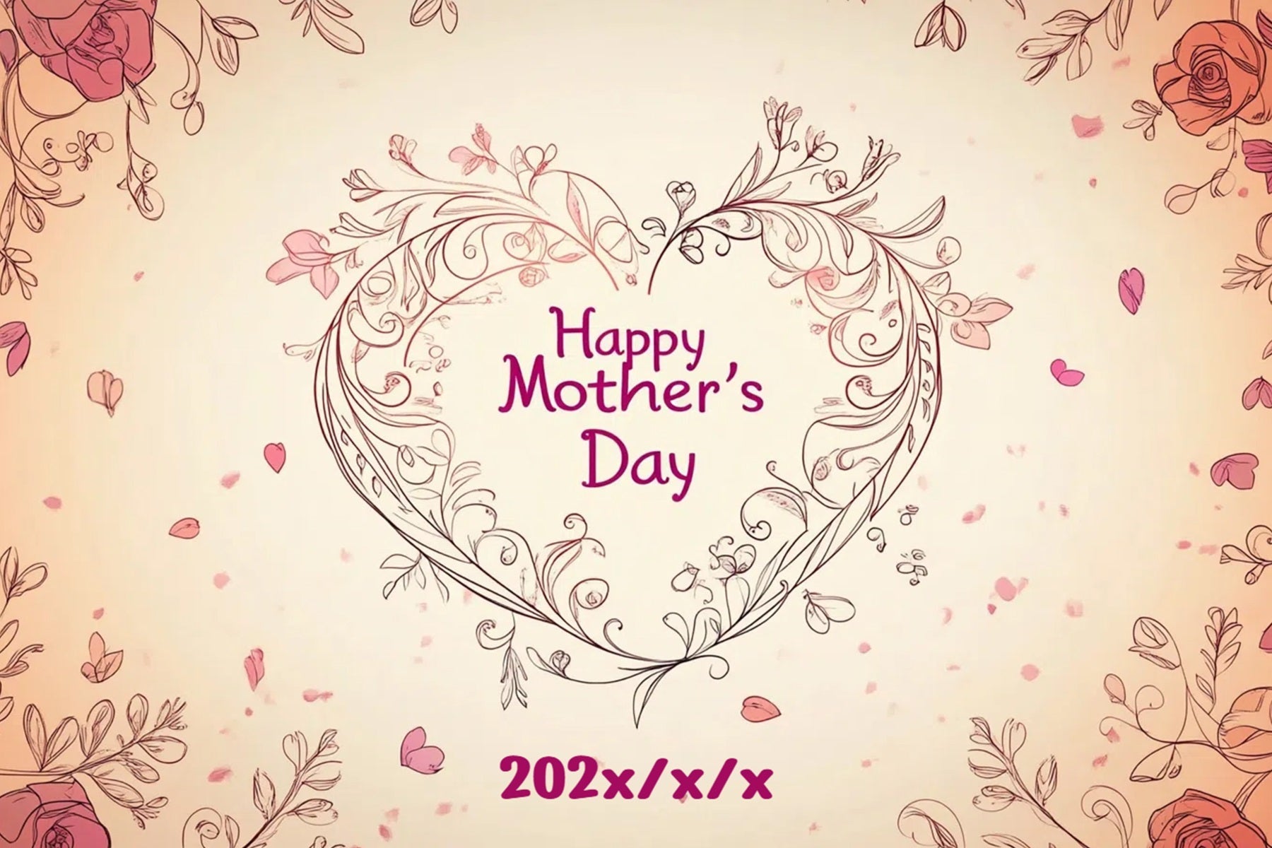 Backdrops For Mother's Day Floral Heart Personalized Backdrop UK CSH3-183