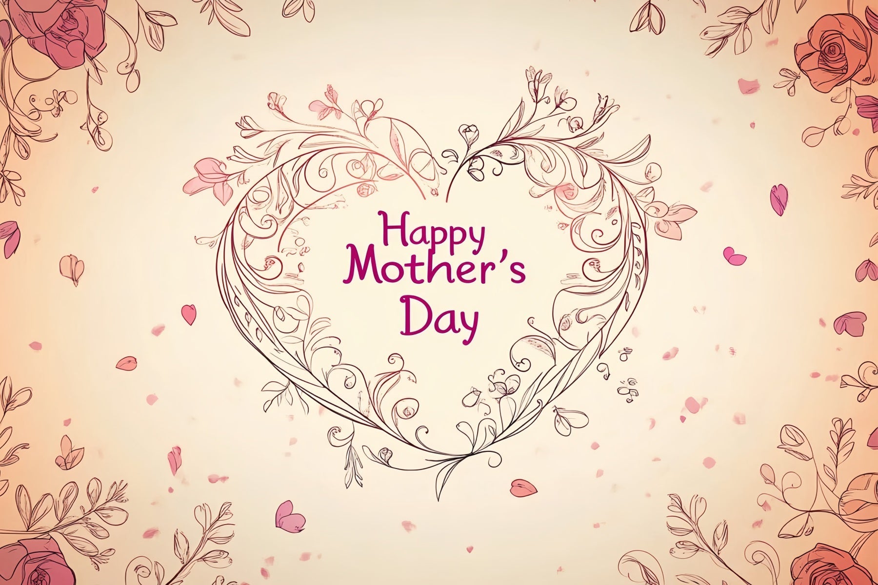 Backdrops For Mother's Day Floral Heart Personalized Backdrop UK CSH3-183