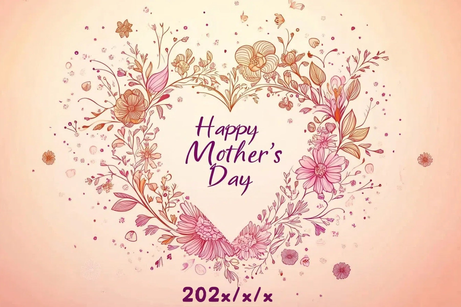 Mother Day Backdrop Romantic Floral Heart Custom Backdrop UK CSH3-184