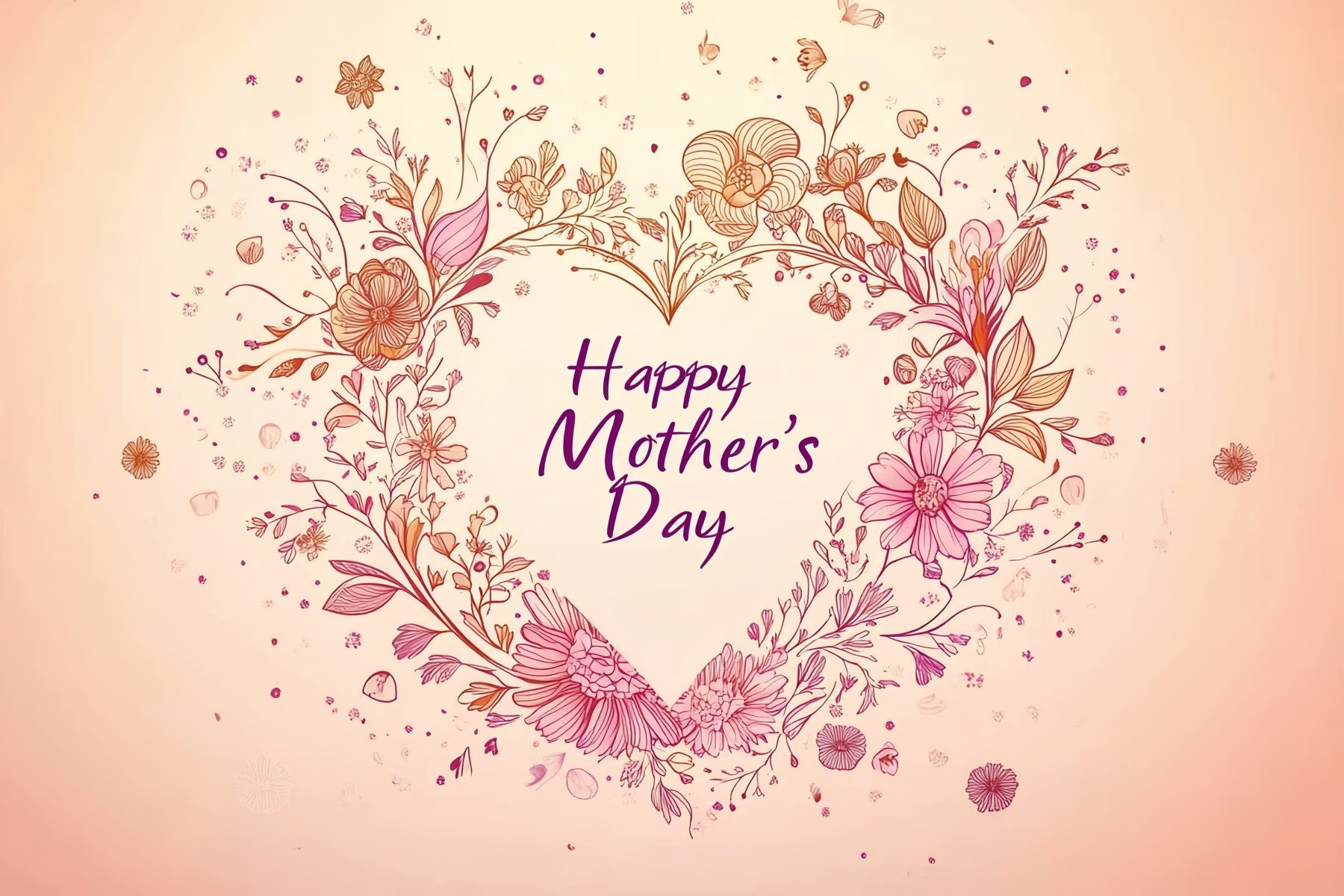 Mother Day Backdrop Romantic Floral Heart Custom Backdrop UK CSH3-184