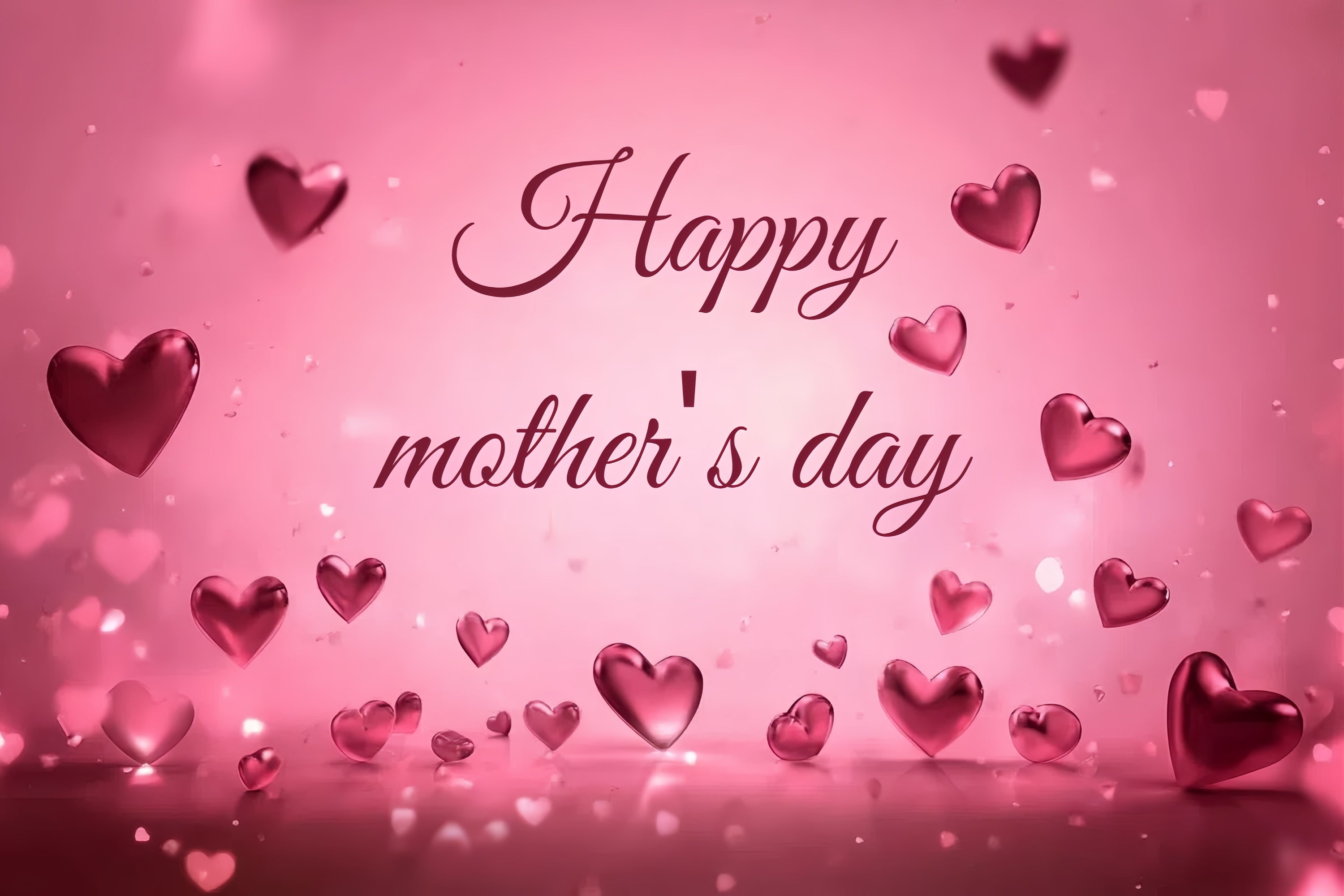 Mothers Day Photo Backdrops Pink Floating Hearts Customized Backdrop UK CSH3-185
