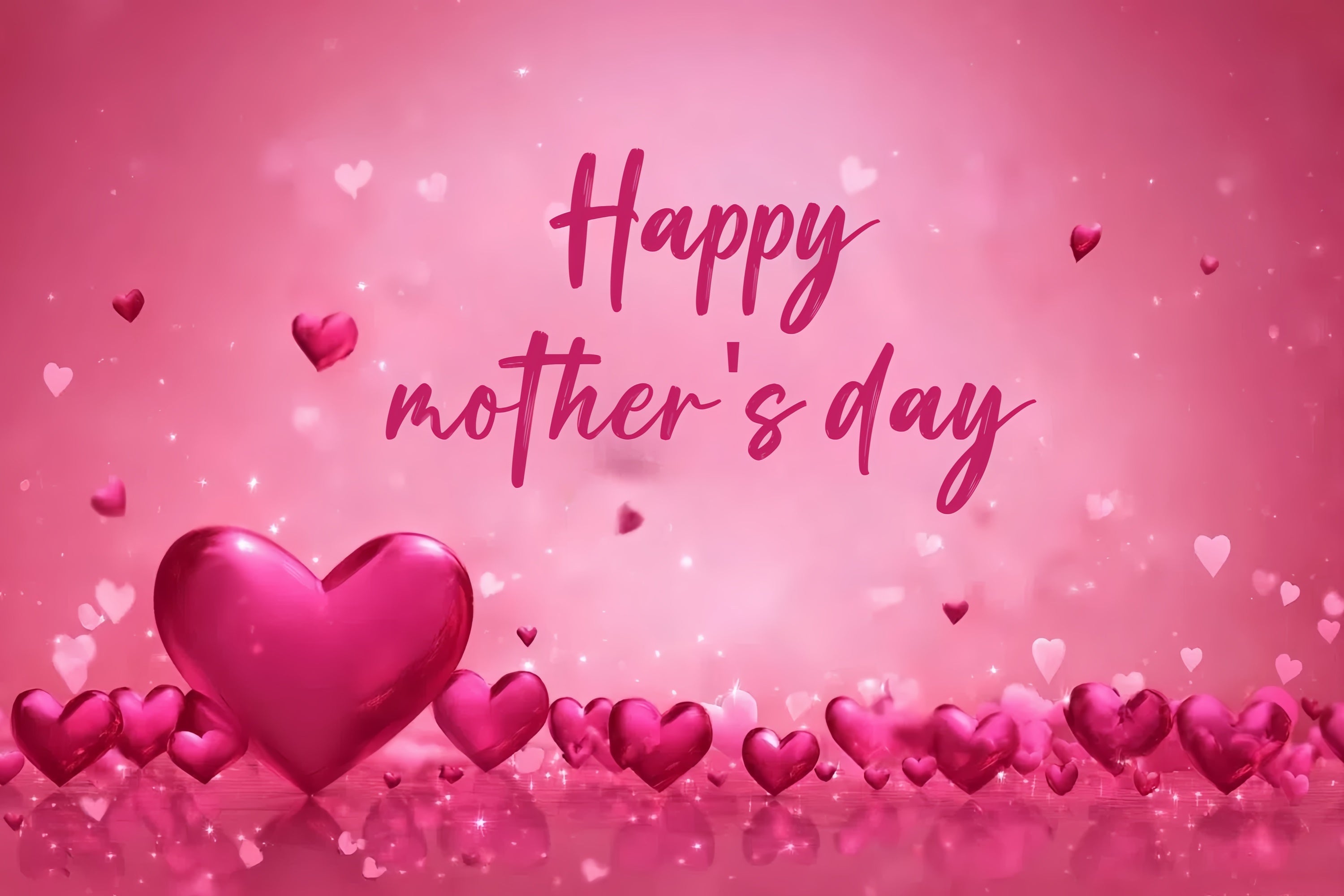 Backdrops For Mothers Day Pink Romantic Hearts Personalised Backdrop UK CSH3-186