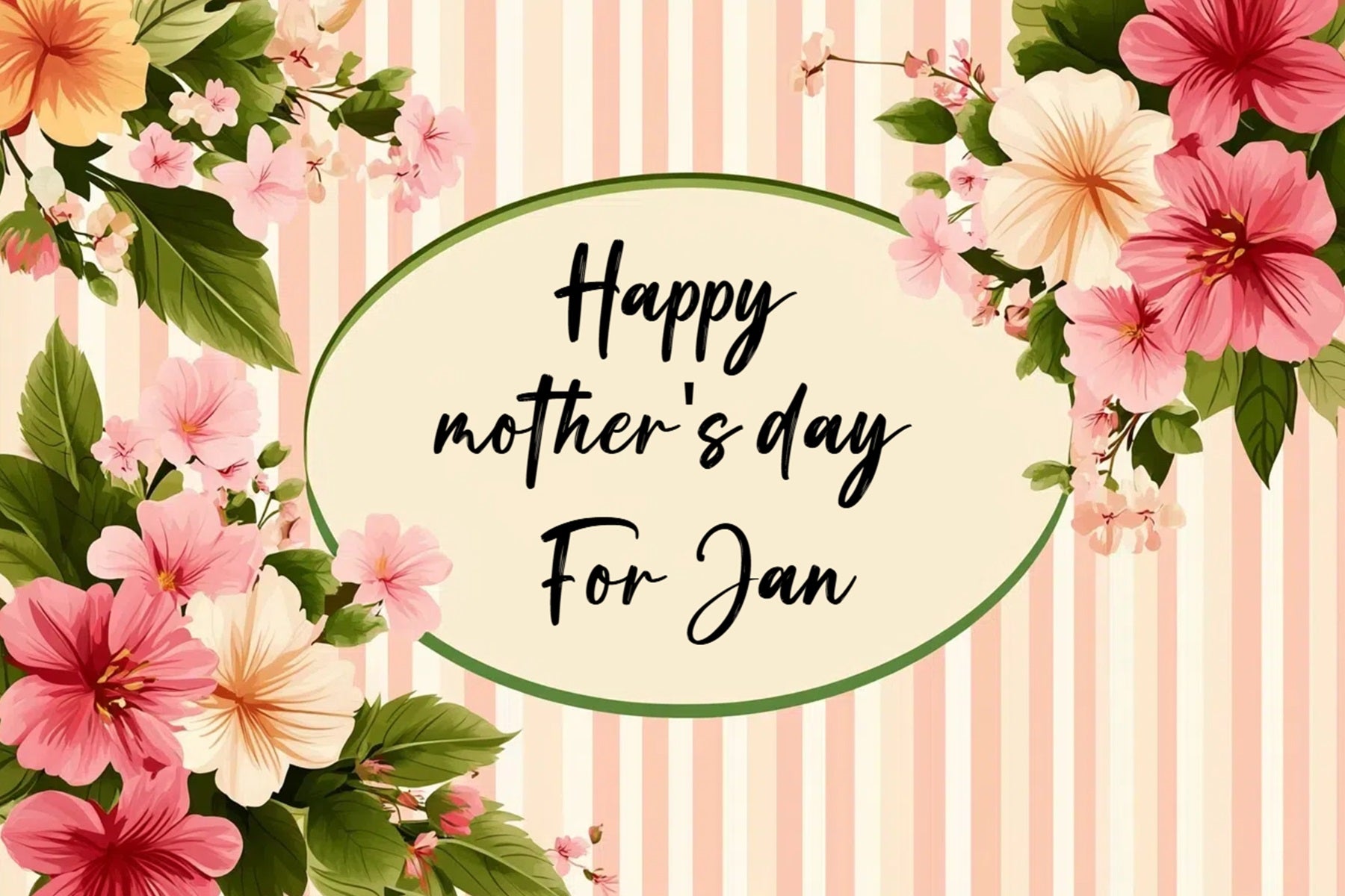 Happy Mothers Day Backdrop Floral Striped Personalized Backdrop UK CSH3-187