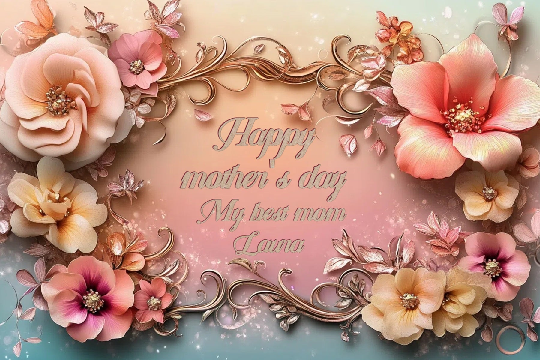 Mother's Day Backdrop Golden Petal Art Customized Backdrop UK CSH3-190