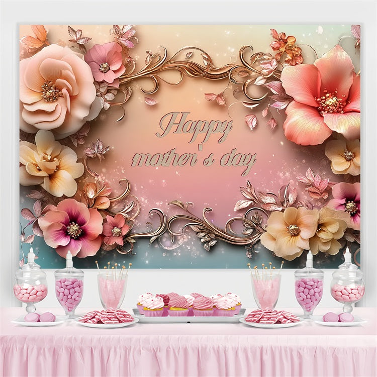 Mother's Day Backdrop Golden Petal Art Customized Backdrop UK CSH3-190
