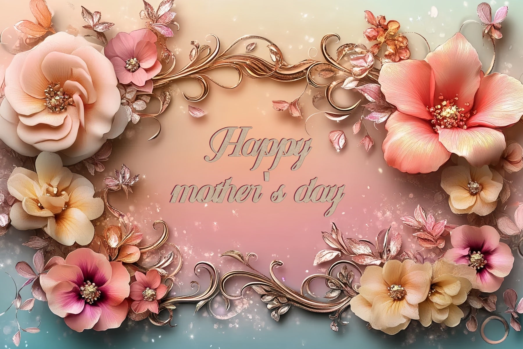 Mother's Day Backdrop Golden Petal Art Customized Backdrop UK CSH3-190
