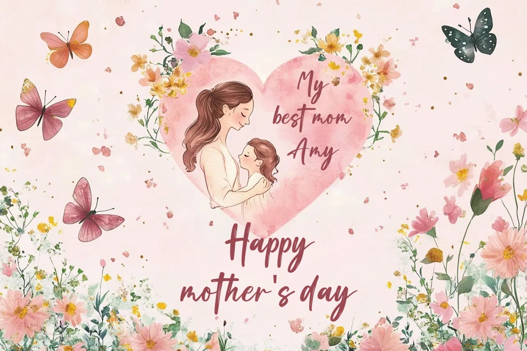 Mothers Day Backdrop Butterflies Blooms Personalised Backdrop UK CSH3-191