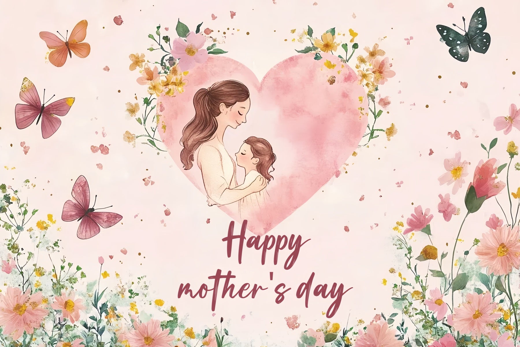 Mothers Day Backdrop Butterflies Blooms Personalised Backdrop UK CSH3-191