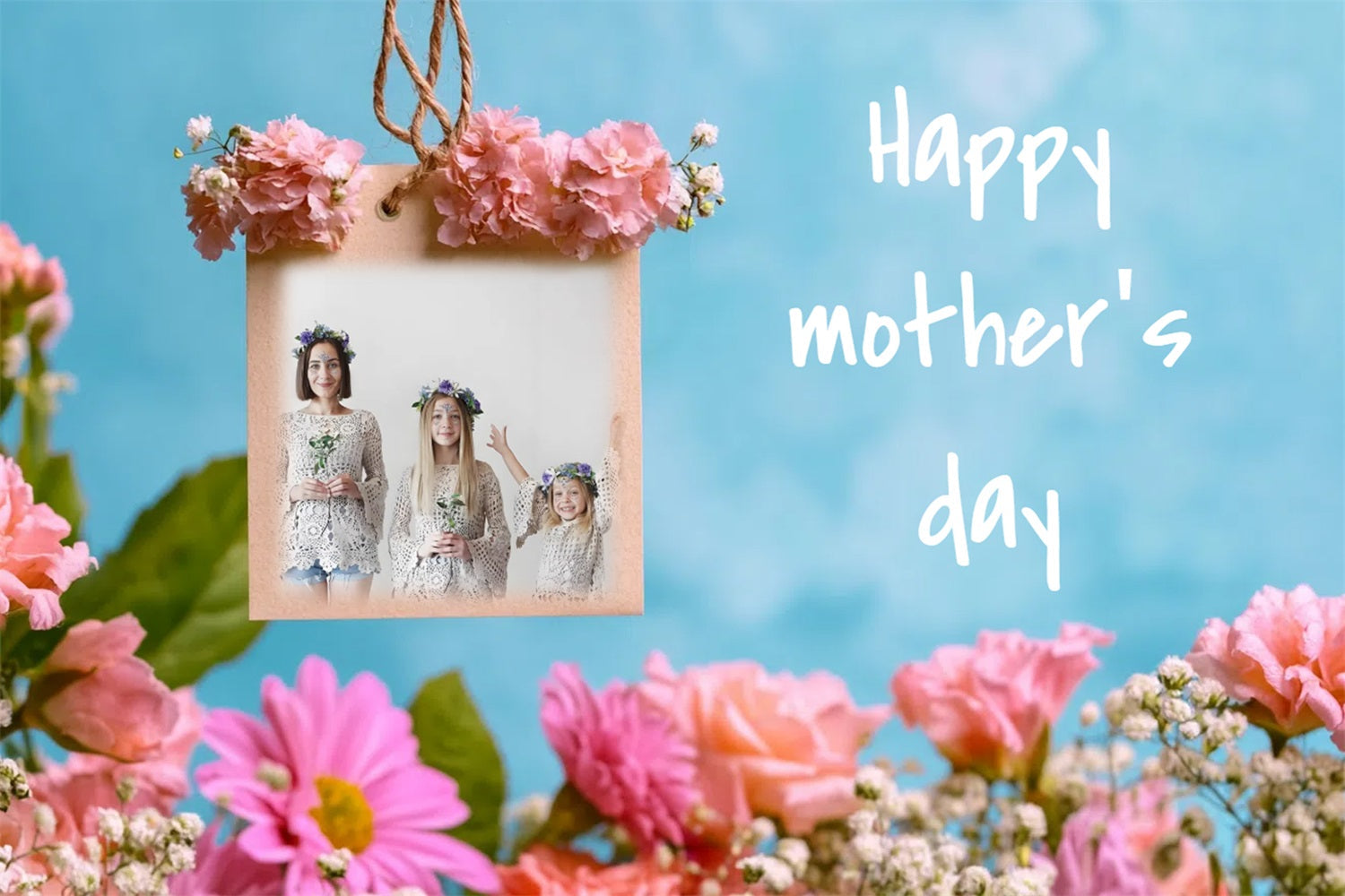 Mothers Day Backdrops Hanging Floral Frame Customized Backdrop UK CSH3-199