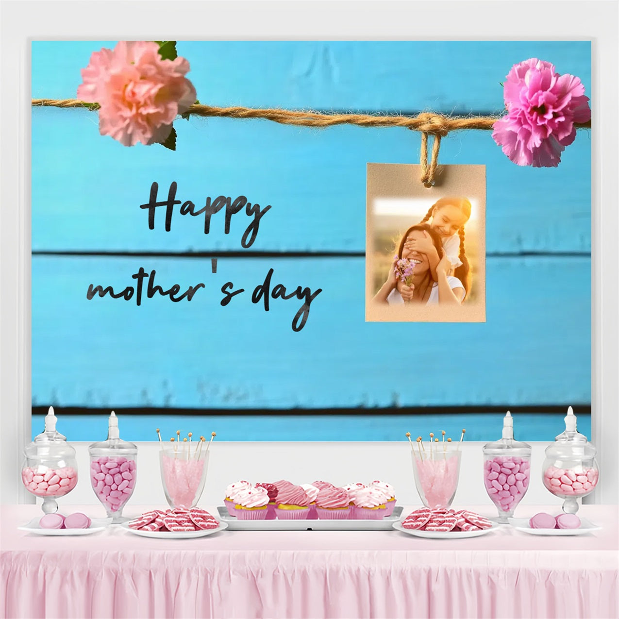 Mothers Day Backdrop Carnation Hanging Photo Personalised Backdrop UK CSH3-200