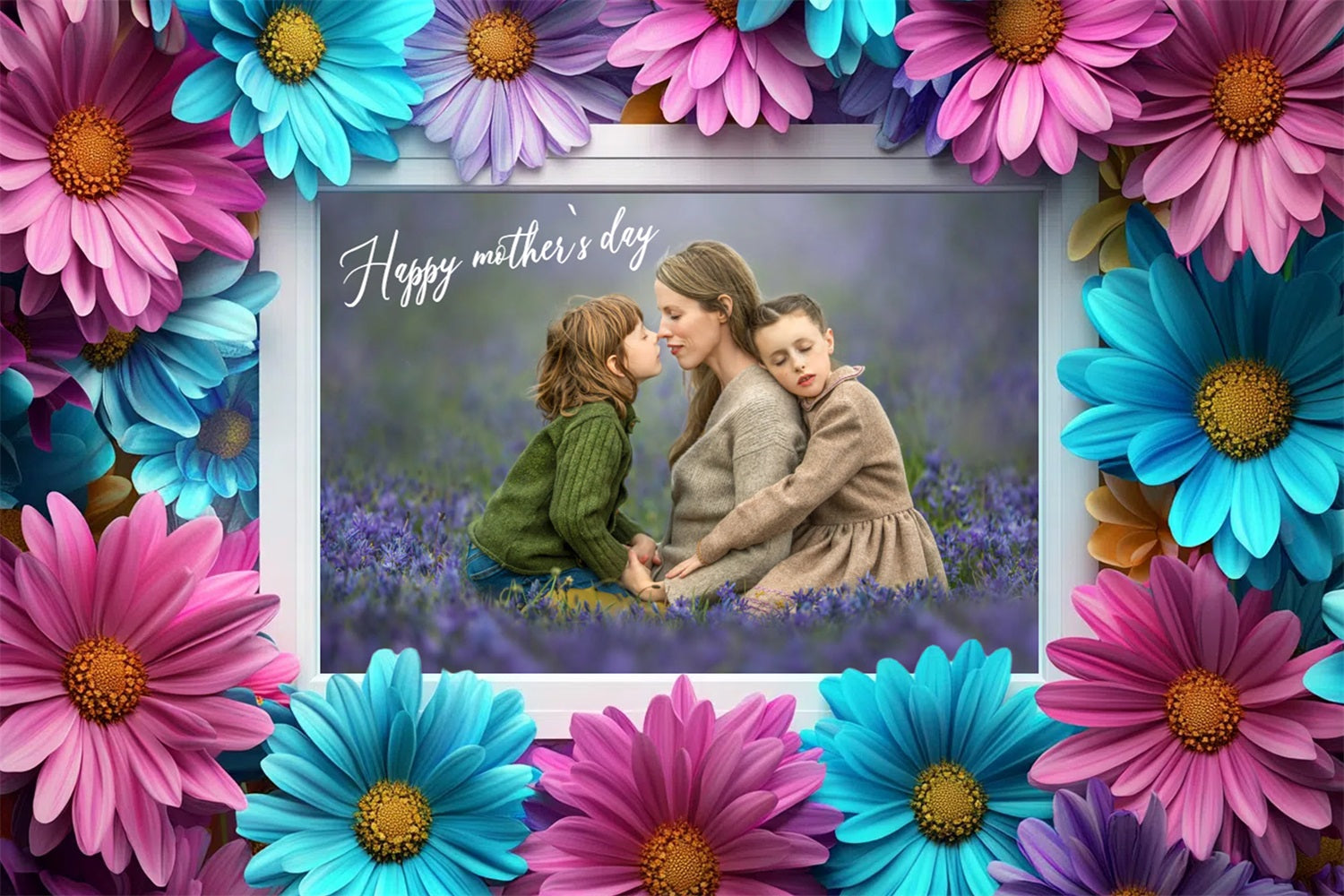 Backdrops For Mother's Day Floral Border Personalized Backdrop UK CSH3-201