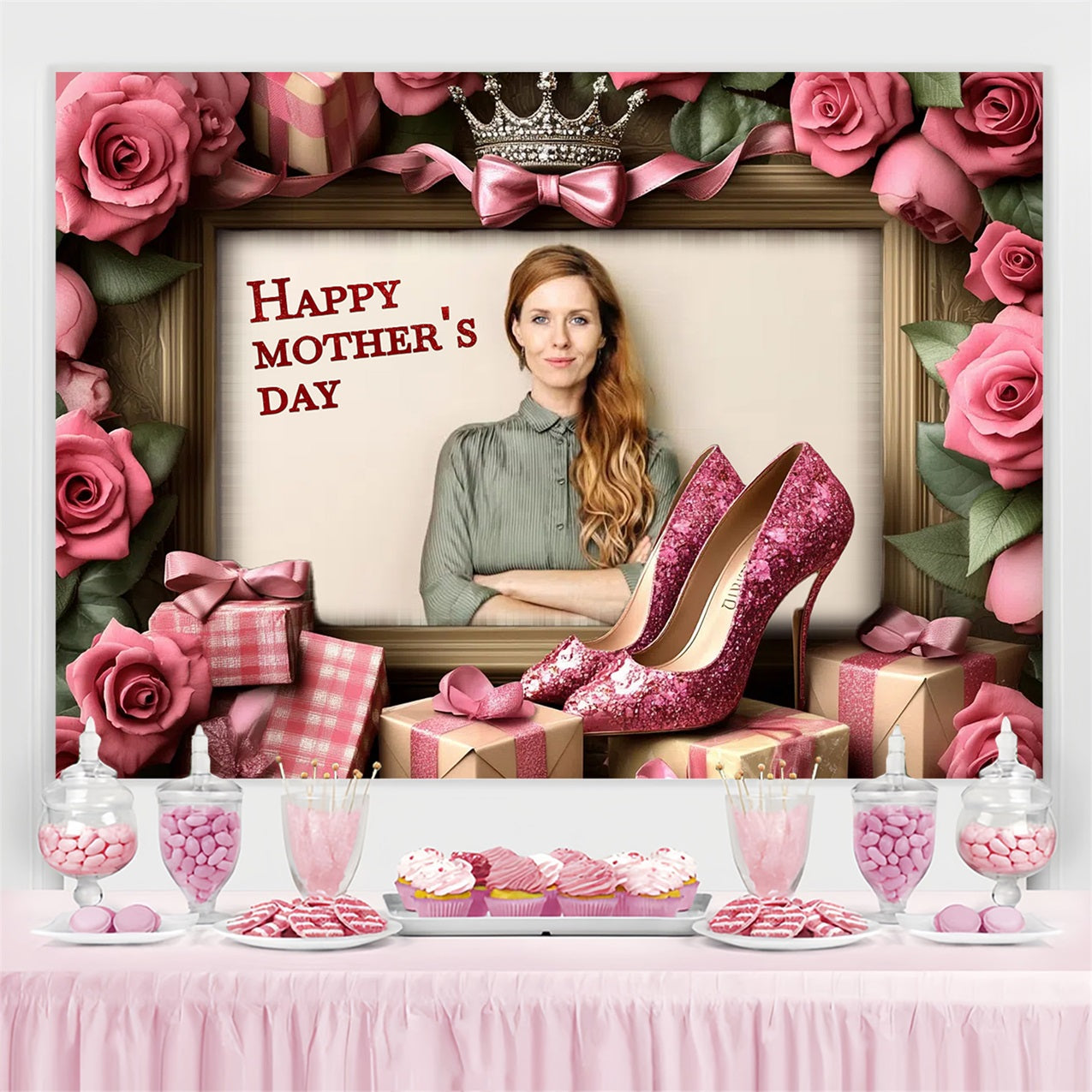 Mothers Day Photography Backdrops Roses Heels Custom Backdrop UK CSH3-202