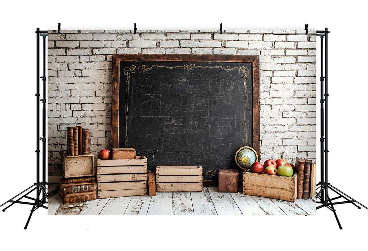 Backdrop For Back To School White Brick Chalkboard Backdrop UK CSH3-21