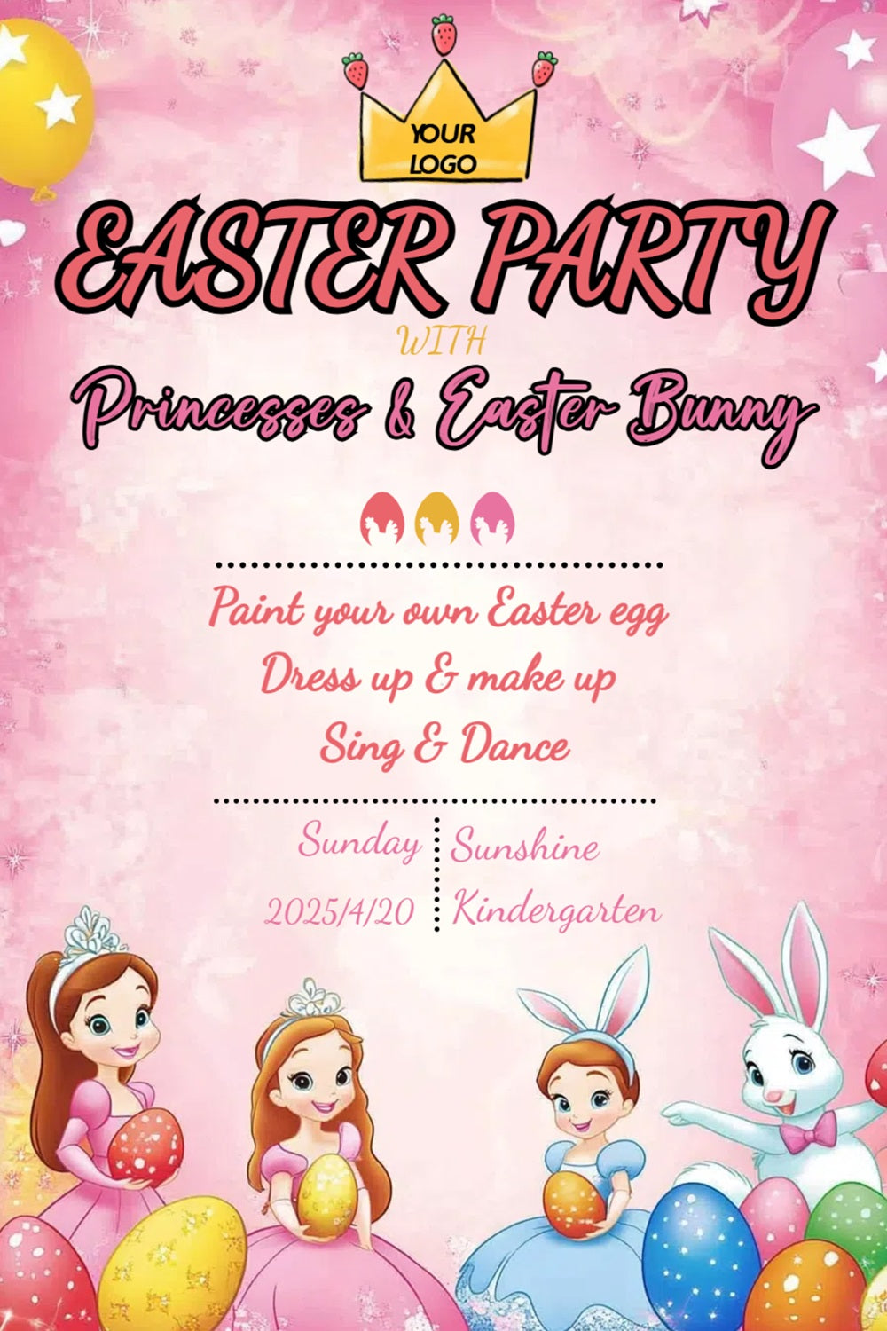 Easter Backdrop Princess Bunny Celebration Custom Backdrop UK CSH3-216