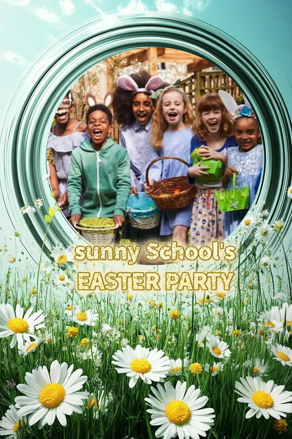 Easter Photo Backdrops Spring Meadow Egg Hunt Customized Backdrop UK CSH3-222