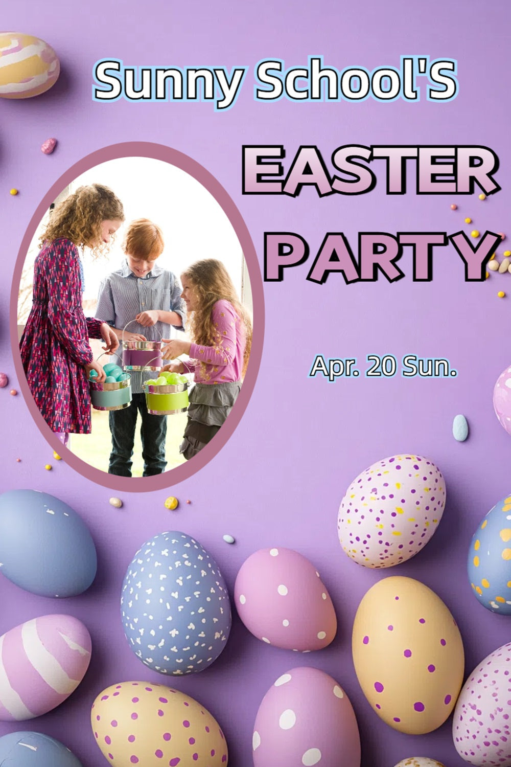 Easter Egg Backdrop Purple Egg Party Personalised Backdrop UK CSH3-223