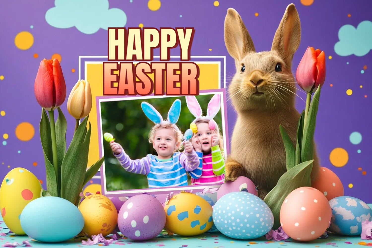 Easter Picture Backdrops Bunny Egg Hunt Personalized Backdrop UK CSH3-225