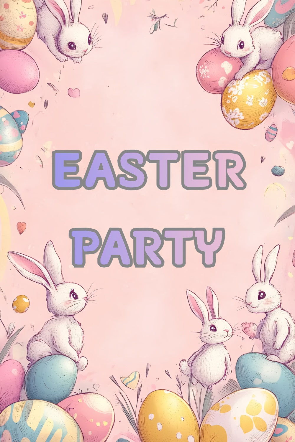 Easter Bunny Backdrop Vintage Pastel Bunny Custom Backdrop UK CSH3-227