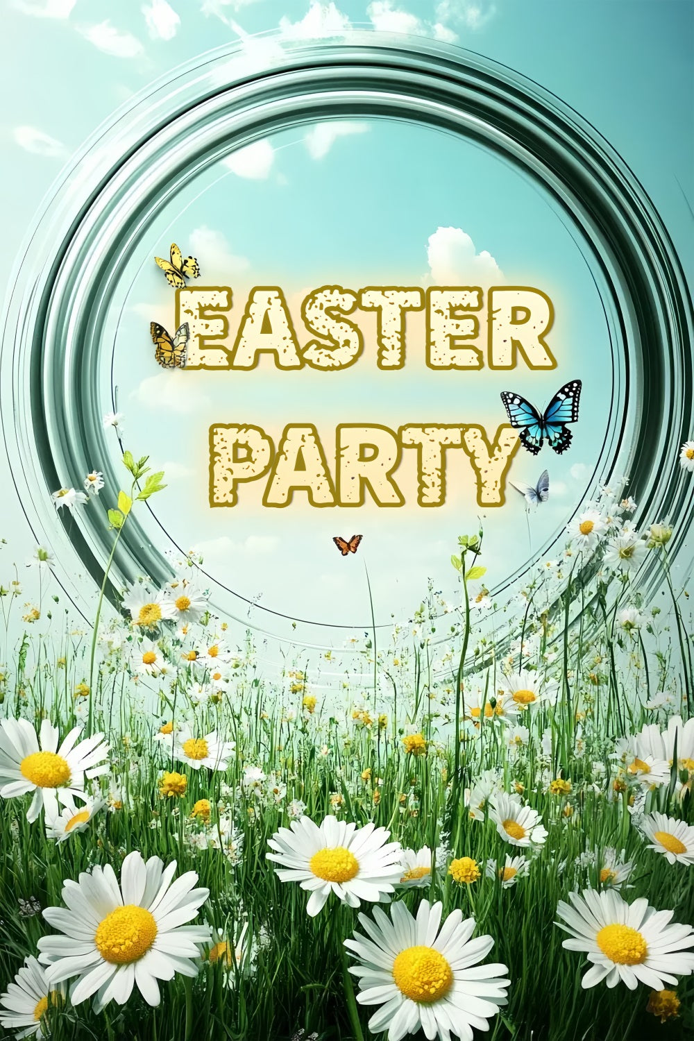 Backdrop Easter Blue Sky Daisies Customized Backdrop UK CSH3-229