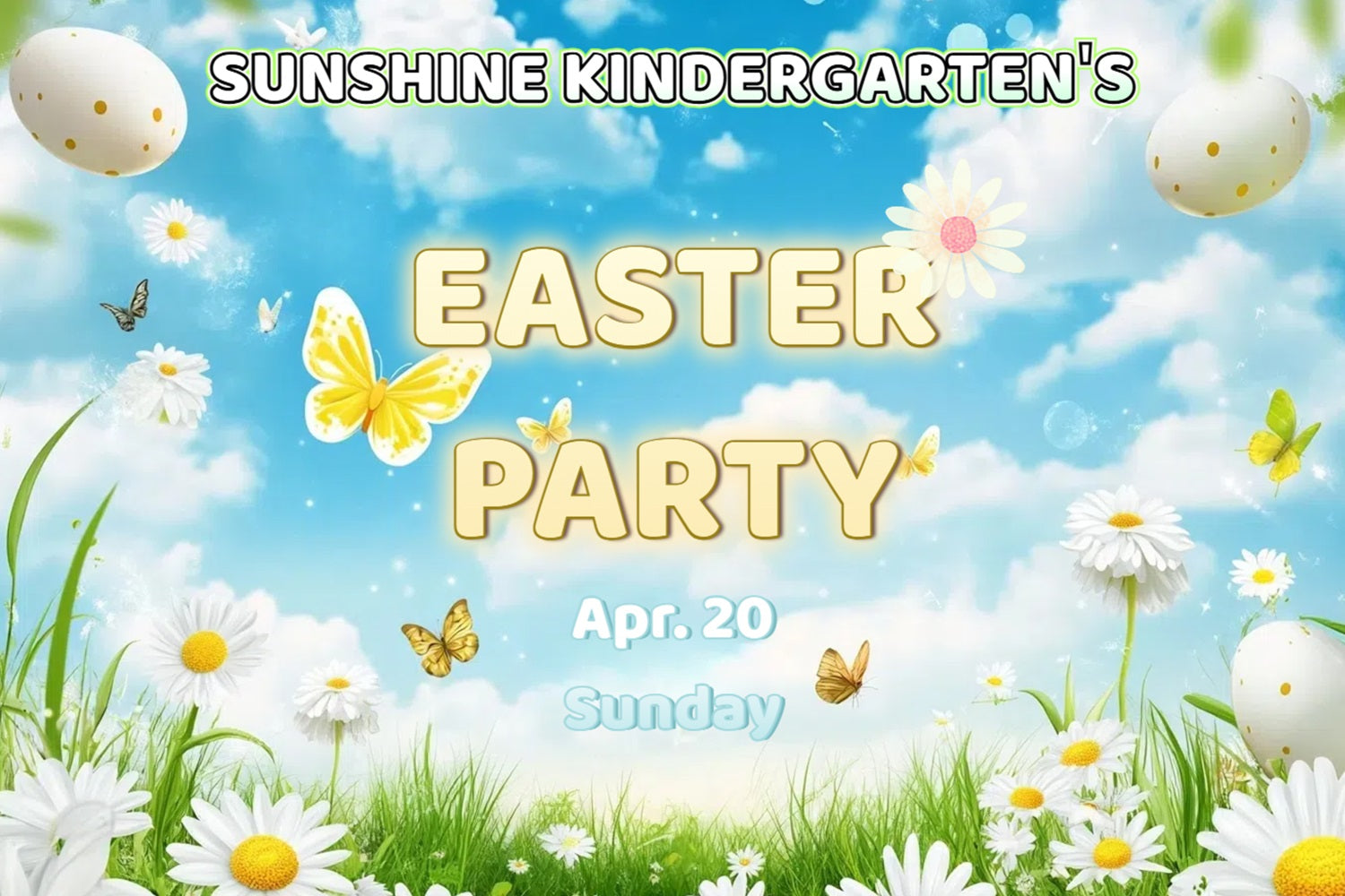Easter Backdrop Spring Daisy Egg Hunt Custom Backdrop UK CSH3-231