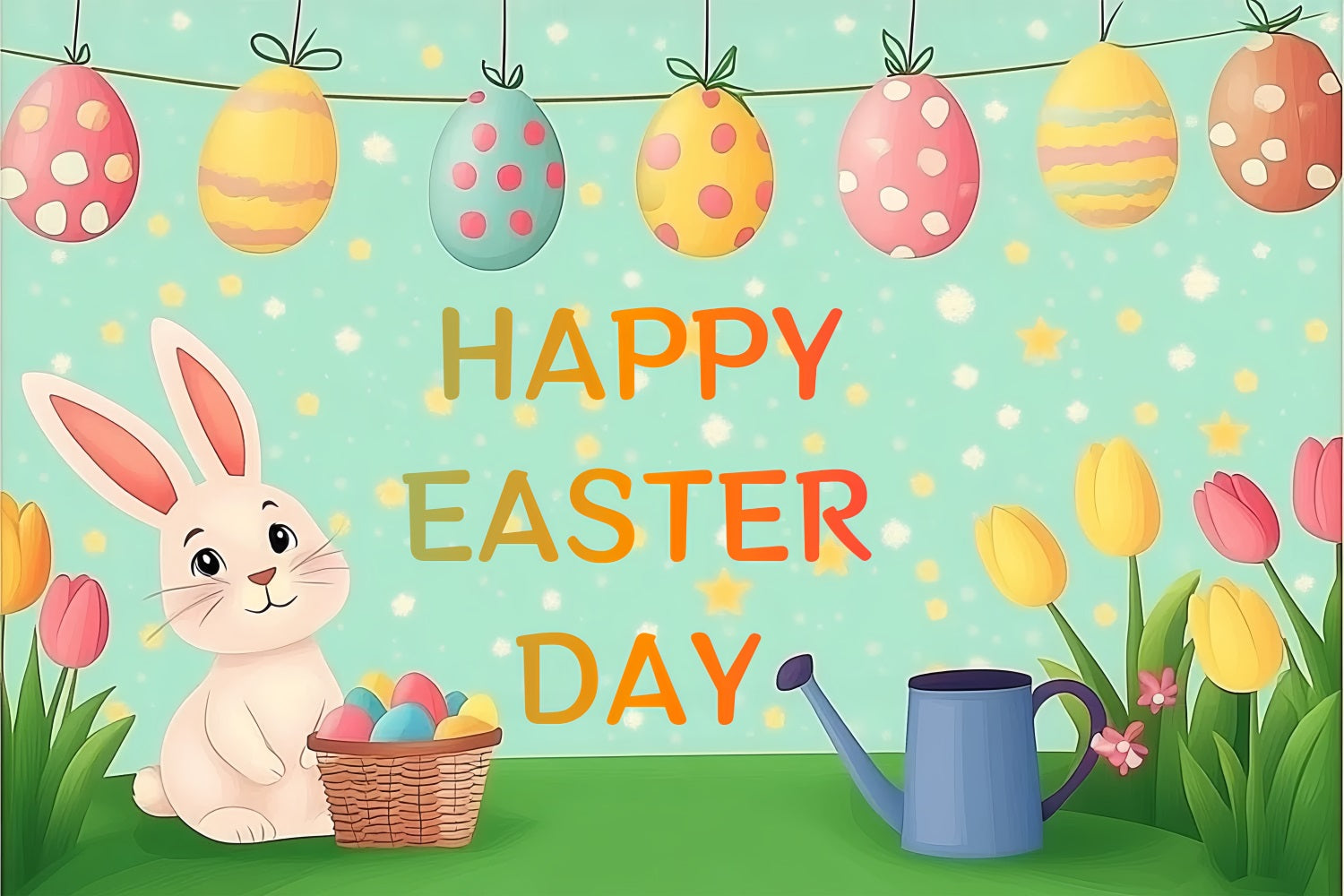 Backdrops For Easter Bunny Tulips Celebration Custom Backdrop UK CSH3-235