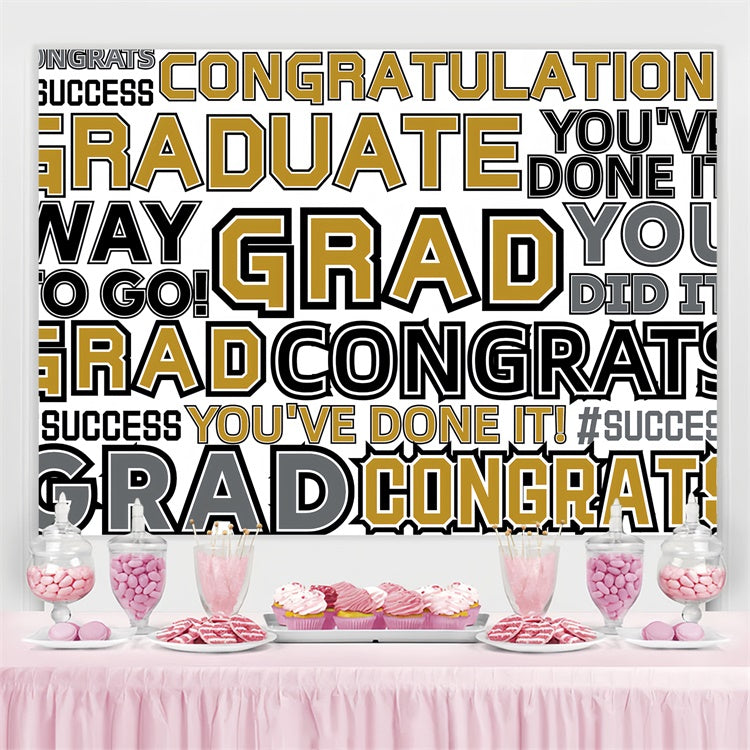2025 Graduation Backdrop Stylish Letter Art Graduation Party Backdrop UK CSH3-236