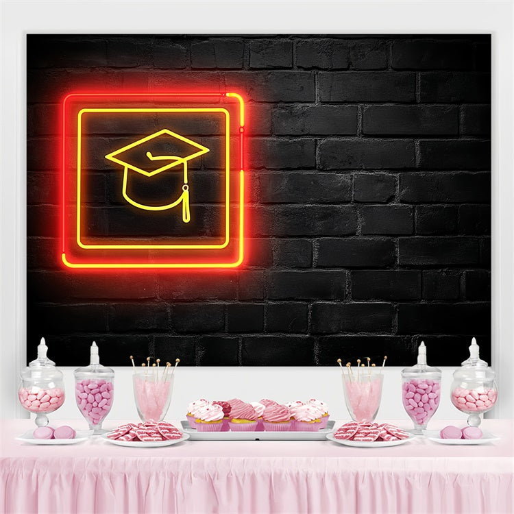 Graduation Picture Backdrop Brick Neon Graduation Party Backdrop UK CSH3-241