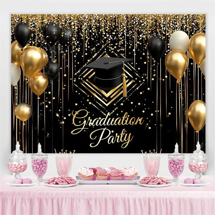 Graduation Backdrops Glittering Balloons Graduation Party Backdrop UK CSH3-245