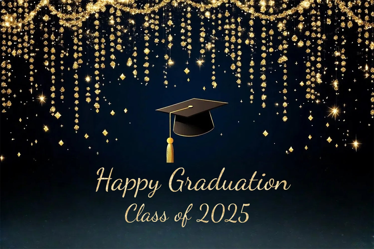 Graduated Backdrop Hanging Gold Glitter Graduation Party Backdrop UK CSH3-246