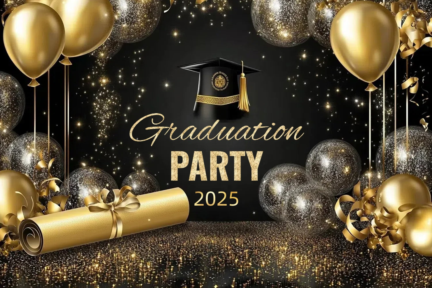 Graduation Backdrop Photoshoot Golden Balloon Graduation Party Backdrop UK CSH3-249
