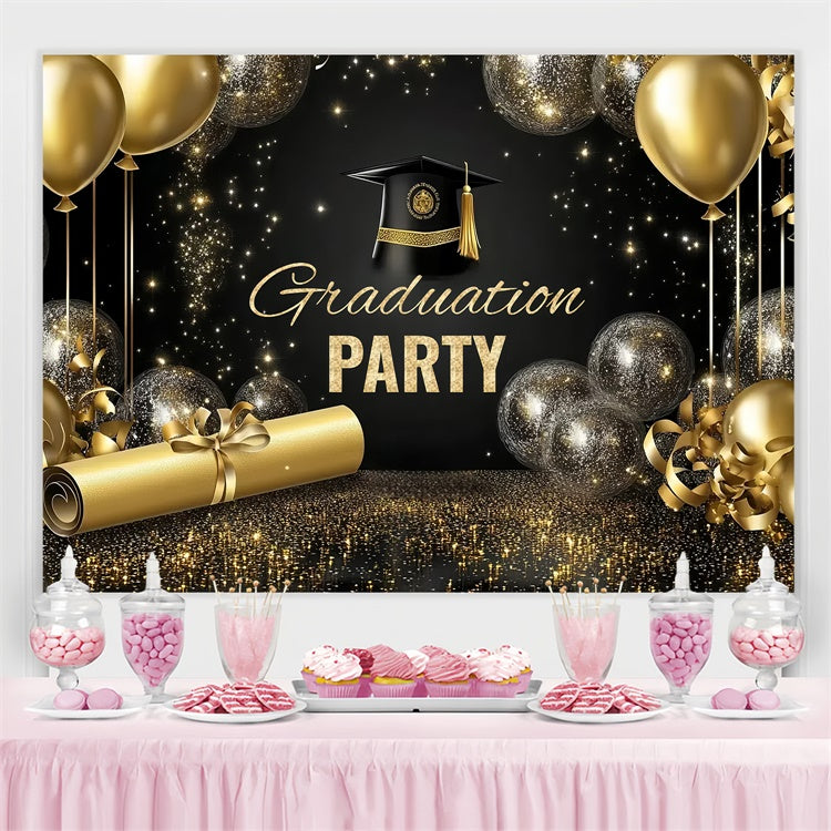 Graduation Backdrop Photoshoot Golden Balloon Graduation Party Backdrop UK CSH3-249
