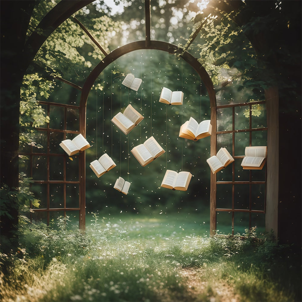 Back To School Photo Backdrop Floating Enchanted Books Backdrop UK CSH3-25