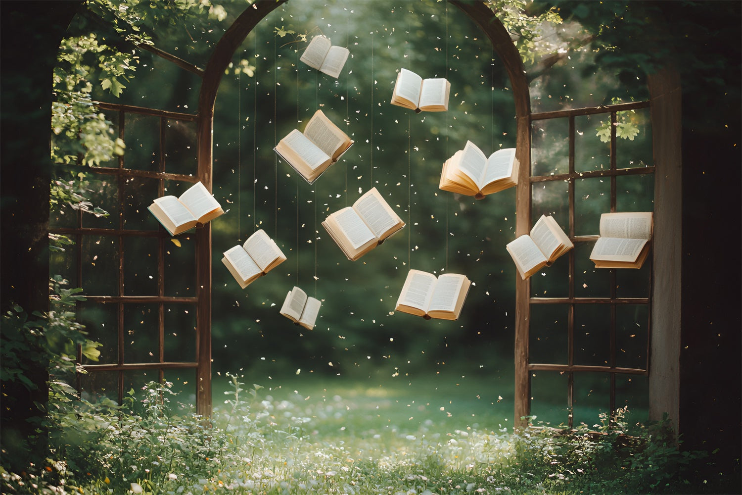 Back To School Photo Backdrop Floating Enchanted Books Backdrop UK CSH3-25