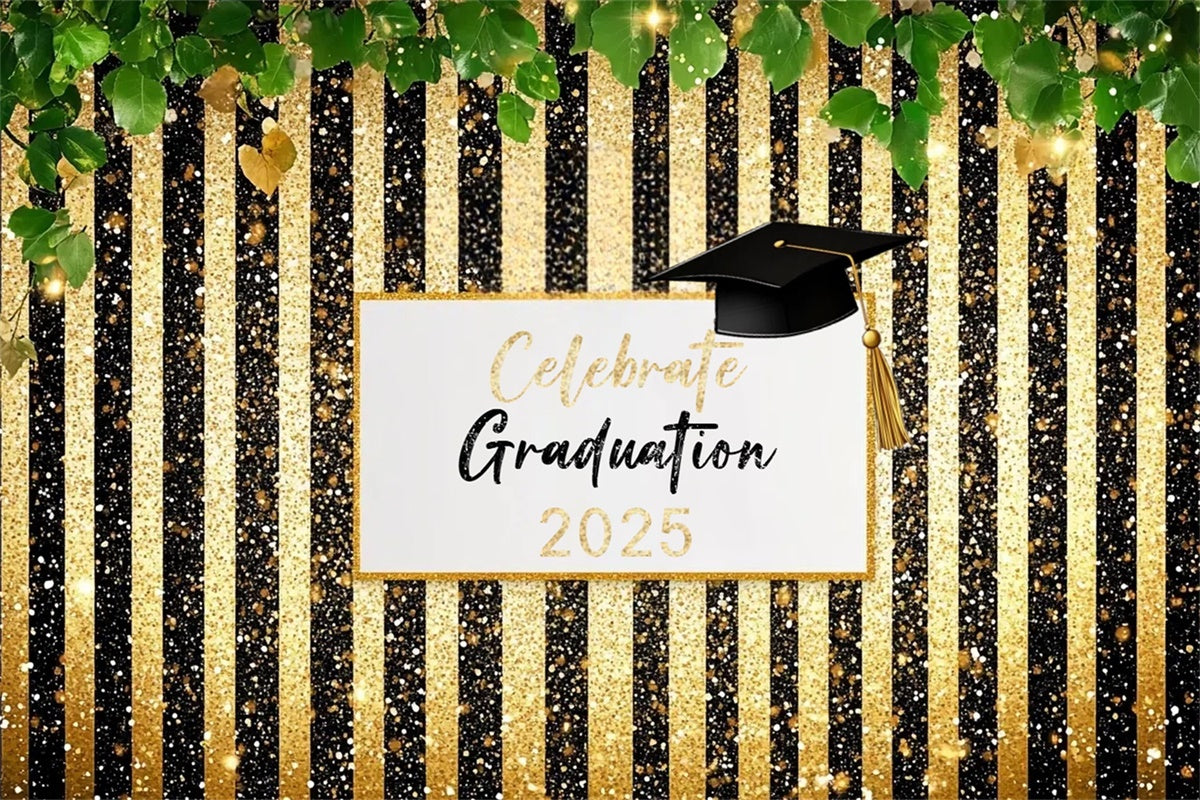 2025 Graduation Backdrop Glitter Stripe Graduation Party Backdrop UK CSH3-250