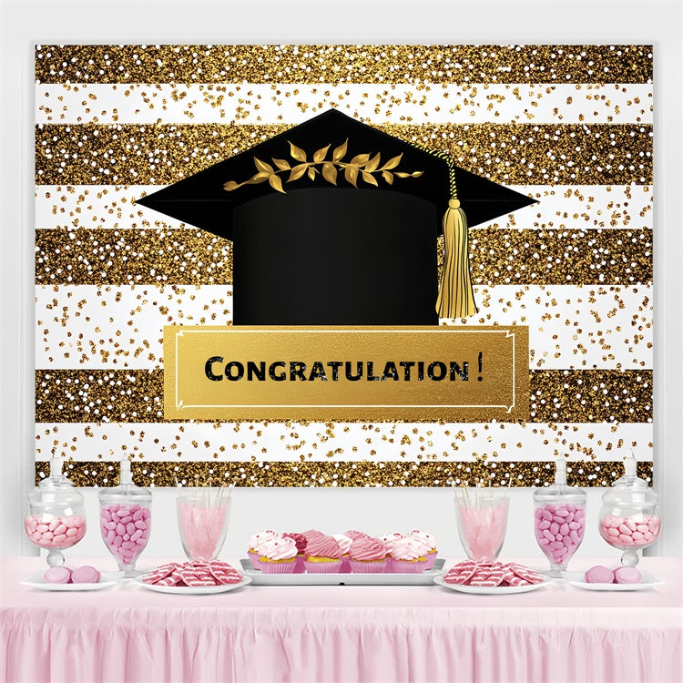 Graduation Backdrops Gold Glitter Stripe Graduation Party Backdrop UK CSH3-251
