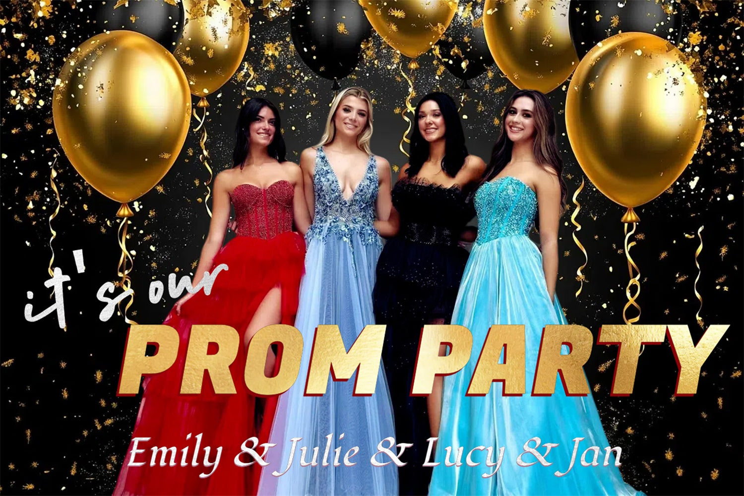 Prom Photo Backdrop Golden Confetti Prom Graduation Party Custom Backdrop UK CSH3-260