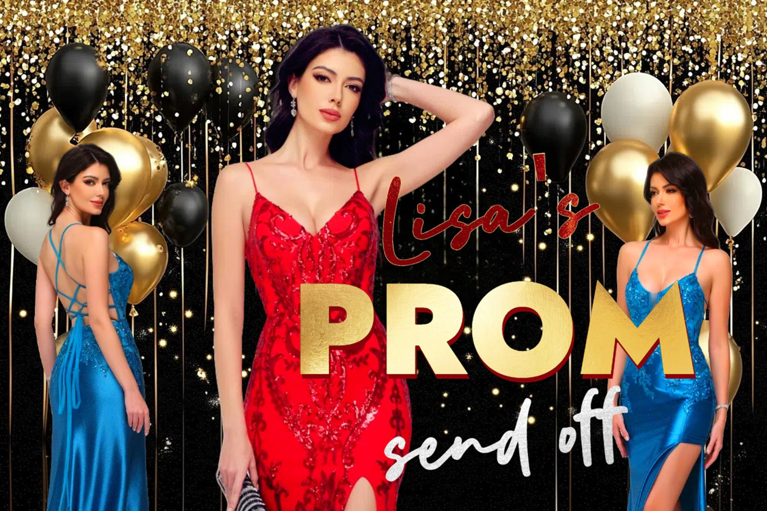 Prom 2025 Backdrop Gold Sparkle Graduation Party Customized Backdrop UK CSH3-262