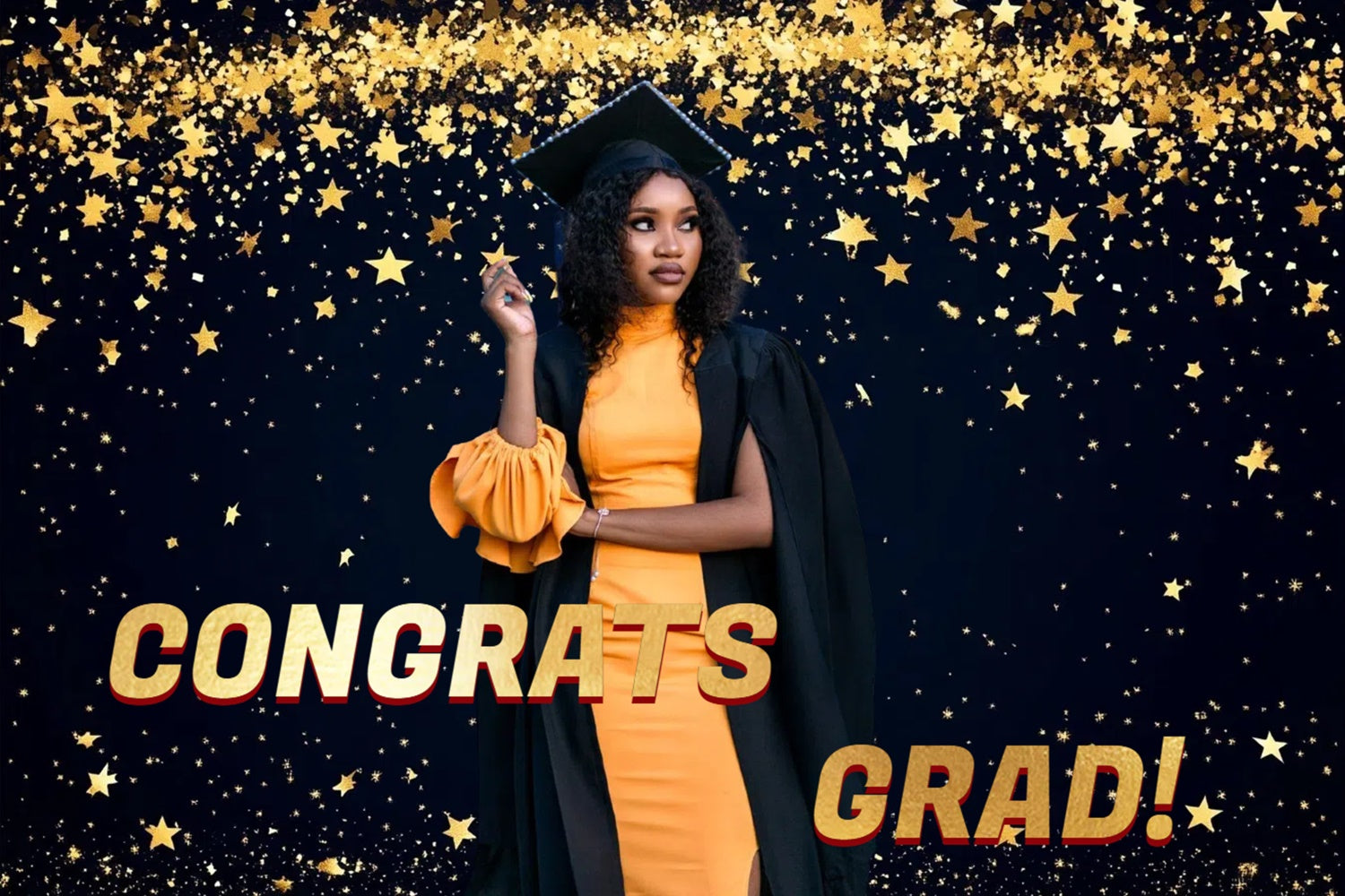 Customized Graduation Backdrop Gold Stars Confetti Graduation Party Backdrop UK CSH3-265