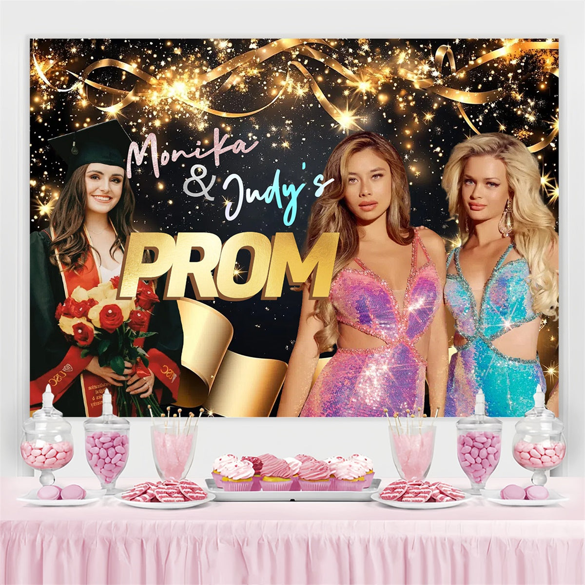 Prom Backdrop Ideas Glitter Prom Graduation Party Personalized Backdrop UK CSH3-268