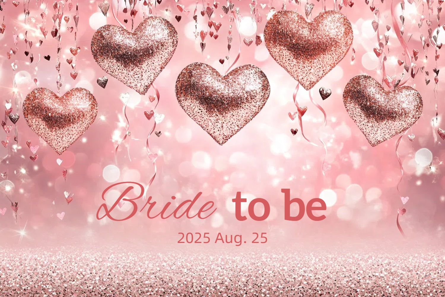 Bridal Shower Backdrops Glitter Hearts Personalised Backdrop UK CSH3-274
