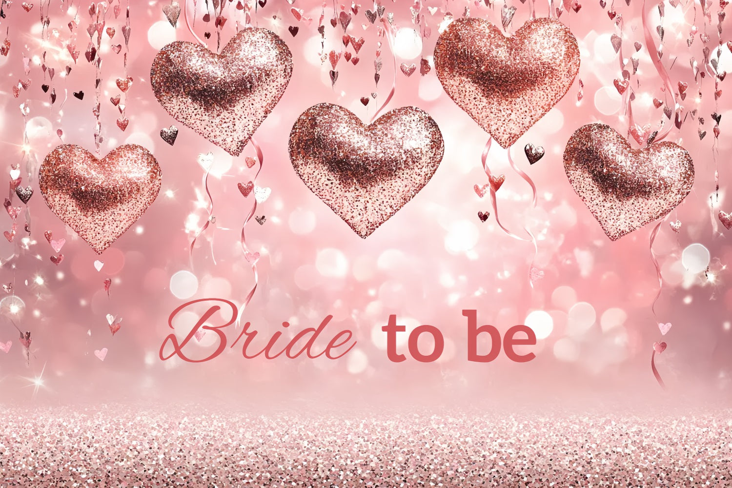 Bridal Shower Backdrops Glitter Hearts Personalised Backdrop UK CSH3-274