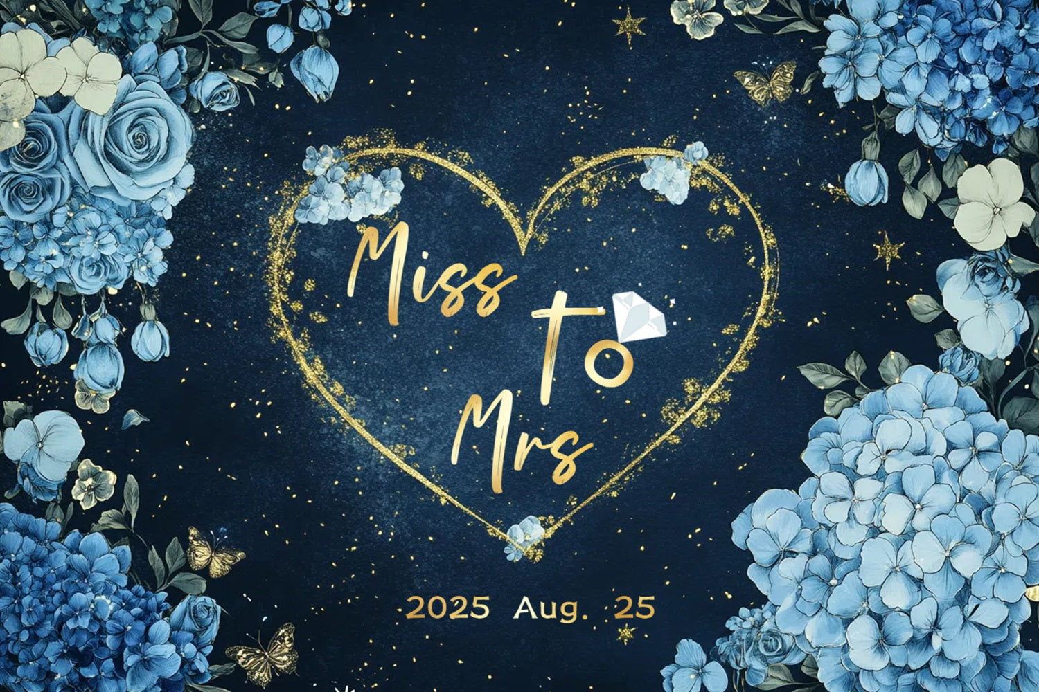 Bridal Shower Photo Backdrops Blue Floral Custom Backdrop UK CSH3-275